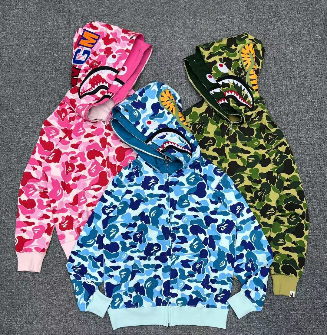 Bape Camo Shark Zip Ups